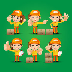 Delivery staff with different poses
