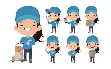 People Set - Profession - Delivery person set 