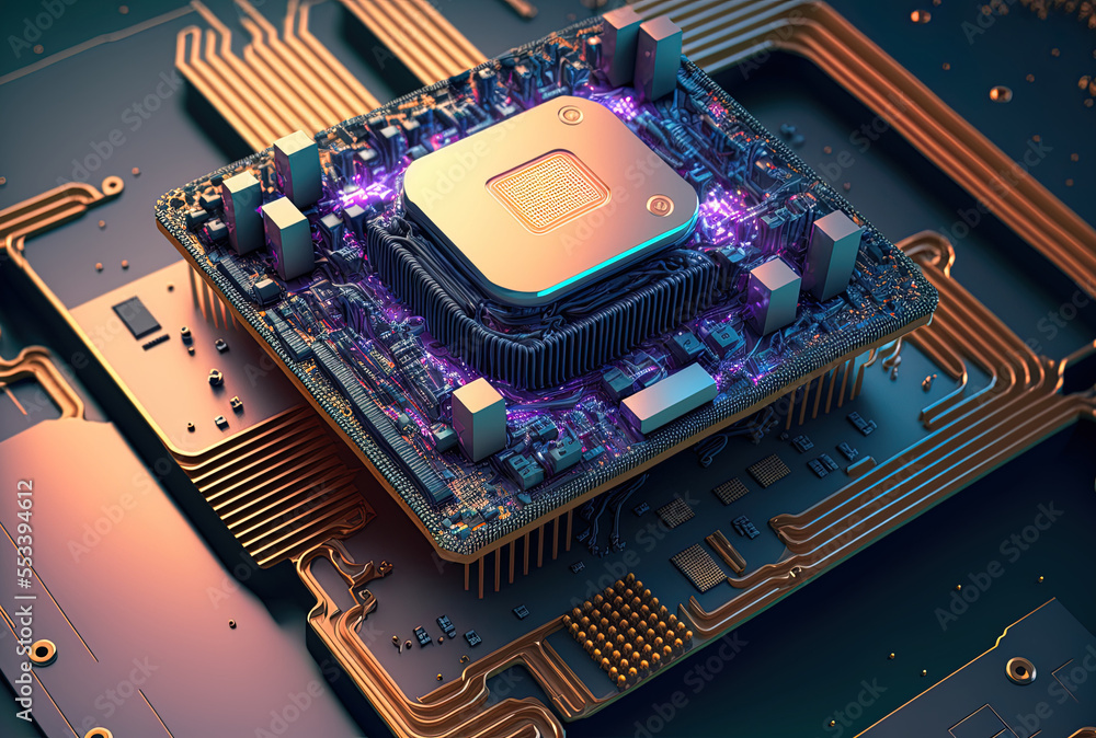 Poster background on cpus and computer chips. generative ai