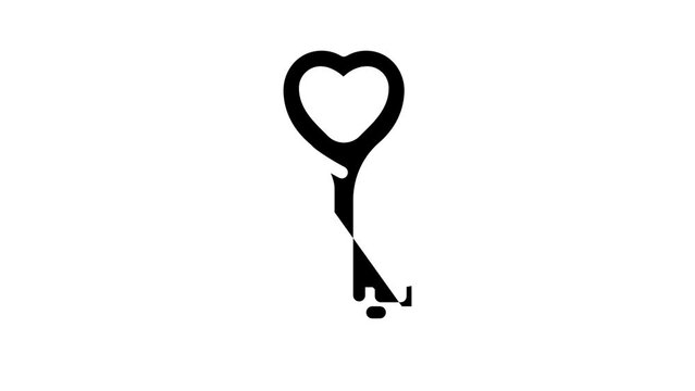 heart key wedding key glyph icon animation