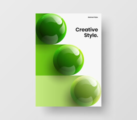 Multicolored 3D spheres corporate brochure template. Abstract poster vector design illustration.