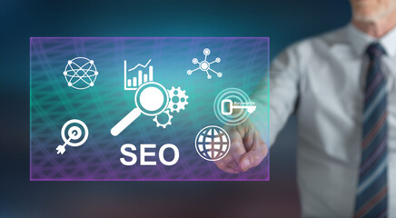 Man touching a seo concept