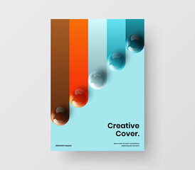 Bright 3D balls brochure concept. Multicolored magazine cover A4 design vector template.
