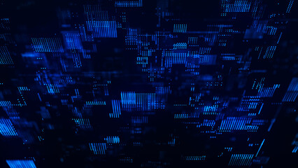 Abstract technology background.Futuristic matrix particles. Big data digital code. 3d.