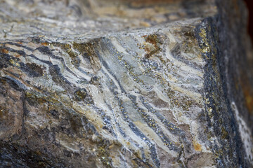 Naturally formed geological formation shale close-up