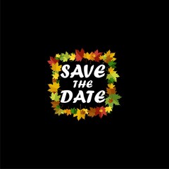 Save the date leaf icon isolated on dark background