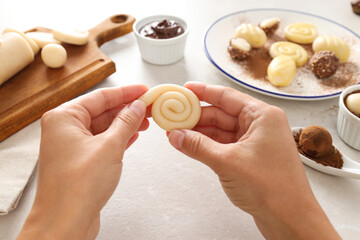 Concept of tasty sweet food, tasty marzipans