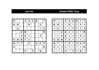 Sudoku puzzle game.Sudoku puzzle with a solution - EASY LEVEL