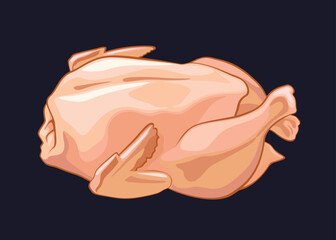 Meat Chicken Cute Animal Cartoon Character Vector Illustration