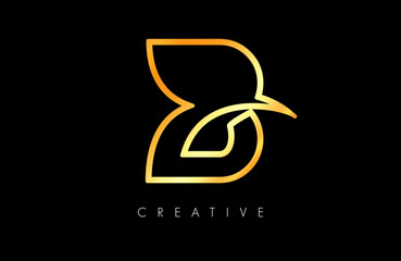 Fototapeta premium Golden Letter B Logo Design monogram Line. Minimalist Creative and modern Icon Vector