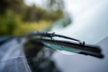 Fototapeta na wymiar close up windscreen wiper on a car