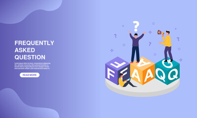 illustration of frequently asked question concept, FAQ, online support center