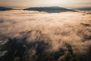 Mountains and fog in the morning