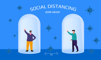 social distancing illustration, keep your distance and use masks in public places, avoiding the corona virus, 2019-nCov, corona virus