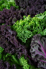red and green kale on brown wooden surface