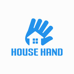 house hand negative space logo design
