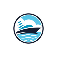Cruiser Jet Boat Yacht Circle logo Design
