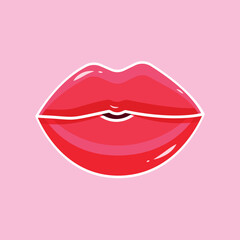 Red lips on background