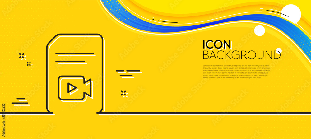 Poster document with video content line icon. abstract yellow background. vlog file with camera sign. paper