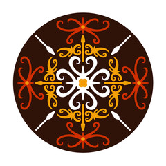 Ethnic pattern typical of the Dayak tribe on a circle