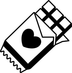 Chocolate Heart Icon Elements Glyph Semi Solid Black and White Style