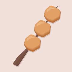 Yakitori with meat balls on light background. Japanese food.
