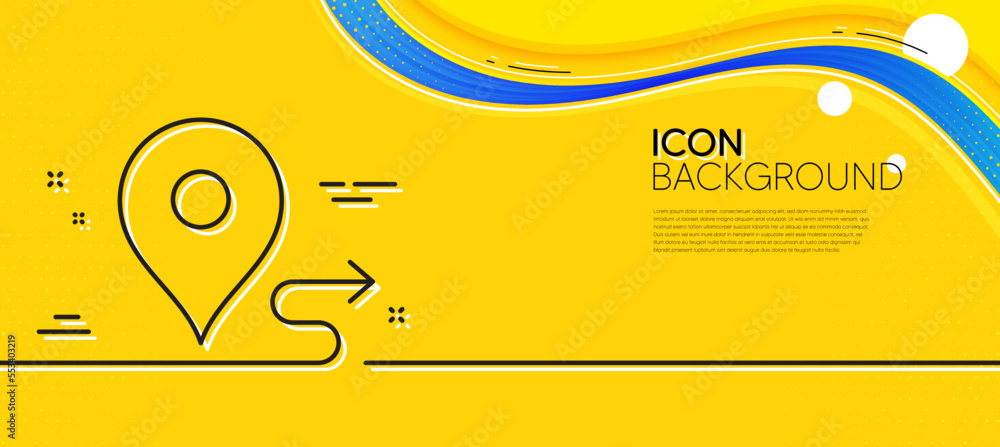 Poster journey line icon. abstract yellow background. road path sign. route map distance symbol. minimal jo