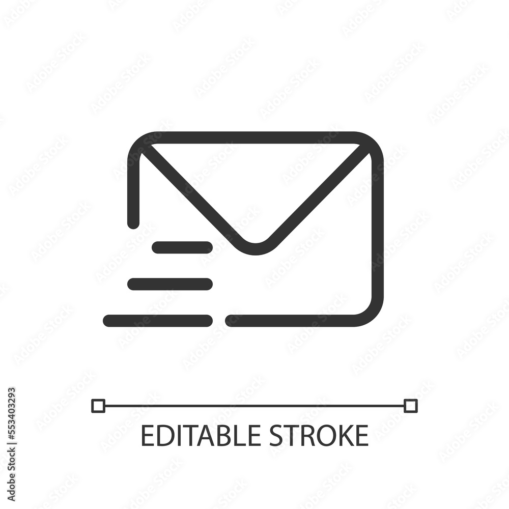Poster letter pixel perfect linear ui icon. written correspondence. express mail and delivery. gui, ux desi