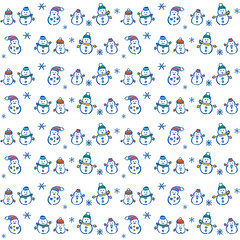 Naklejka premium かわいい雪だるまの背景素材 ホワイト