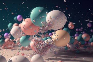 Colorful pastel balloons, new year, celebration, Generative AI