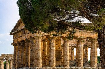 Obraz premium The Temple of Hera II, also called the Temple of Neptune, is a Greek temple in Paestum, Italy