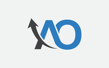 Financial logo symbol letter AO and Growth arrow icon vector design monogram for business