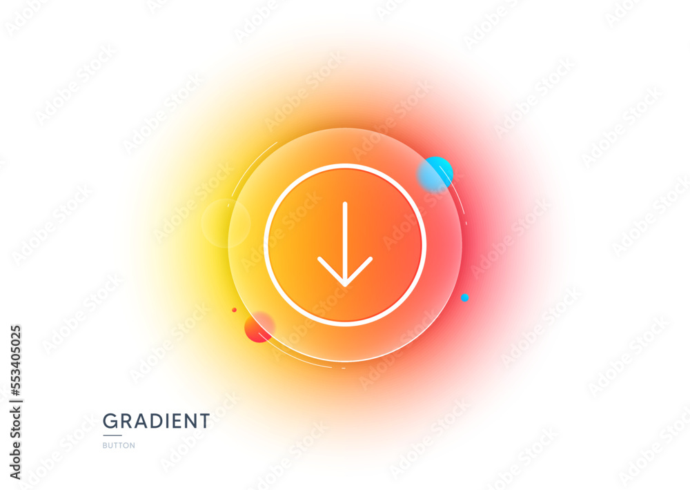 Poster scroll down button line icon. gradient blur button with glassmorphism. scrolling screen sign. swipe 