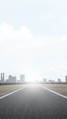 Asphalt road with modern building and skyscrapers