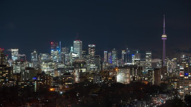 Time-lapse of Toronto skyline in November 2022 from a distance