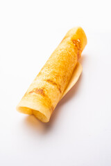A dosa, also called dosai, dosey, or dosha, is a thin pancake in South Indian cuisine
