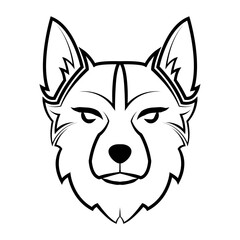 Black and white line art of dog head. Good use for symbol, mascot, icon, avatar, tattoo, T Shirt design, logo or any design