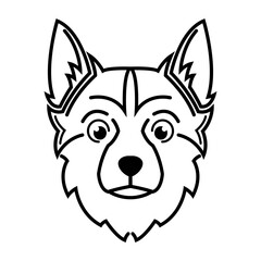 Black and white line art of dog head. Good use for symbol, mascot, icon, avatar, tattoo, T Shirt design, logo or any design