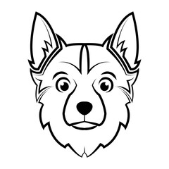 Black and white line art of dog head. Good use for symbol, mascot, icon, avatar, tattoo, T Shirt design, logo or any design