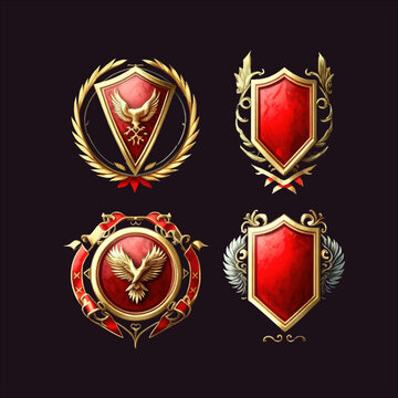 Luxury Frames For Game Ranking Badges. Isolated On A Black Background. Vector Illustration