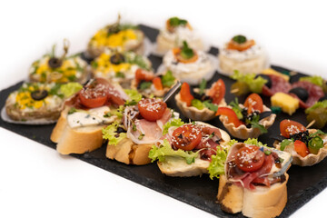 delicious holiday snacks on the table, the food is gourmet.