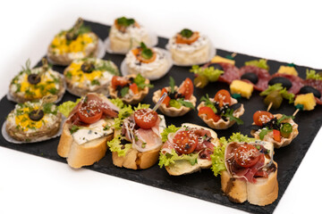 delicious holiday snacks on the table, the food is gourmet.