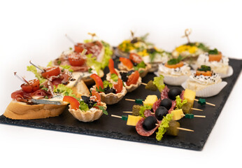 delicious holiday snacks on the table, the food is gourmet.