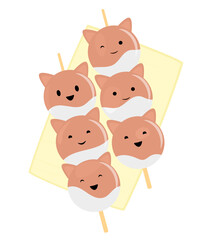 Mitarashi dango.  Japanese dango. Dessert in Japan. Asian cuisine.