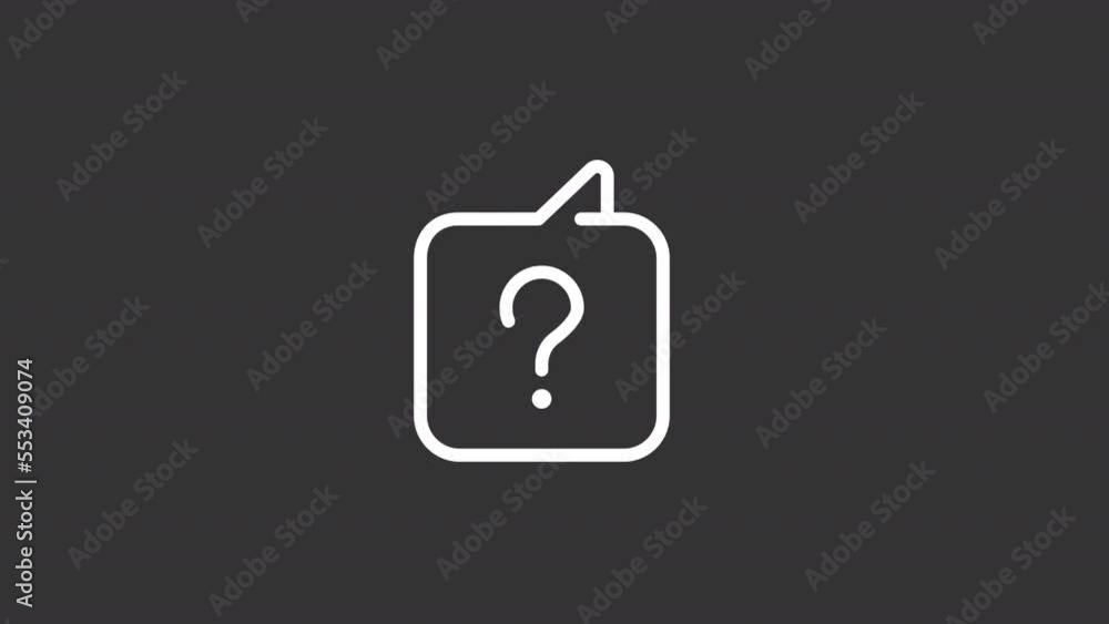 Aufkleber animated request white line icon. speech balloon with question mark. demanding answer. seamless loop