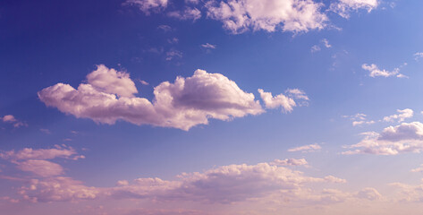 Sky with colorful and vivid sunset clouds. Natural background.