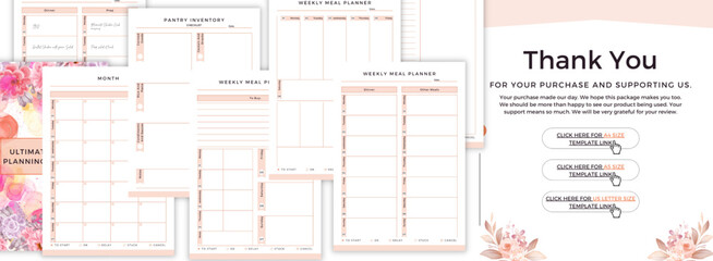Weekly Meal Planner Printable bundle
