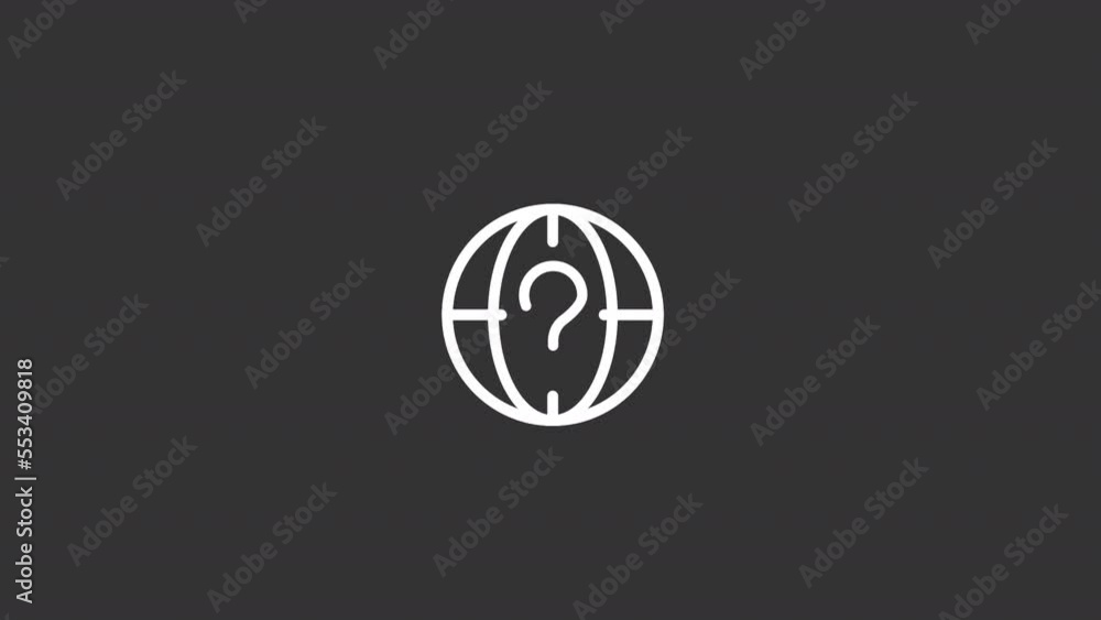 Poster animated earth issue white line icon. solving global issues. international problems. seamless loop h