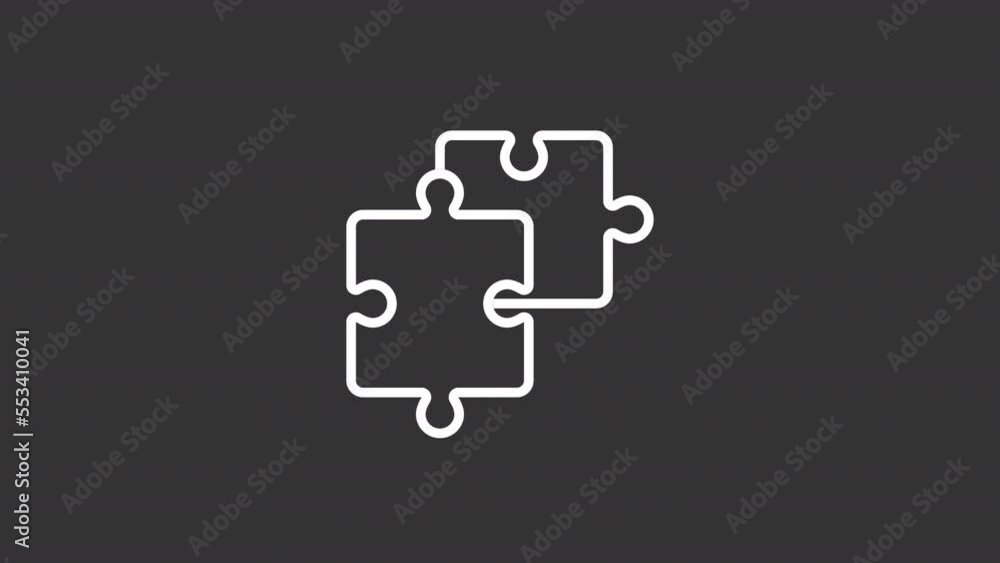 Poster animated unsolved white line icon. brainstorming. solving impossible puzzle, riddle. seamless loop h