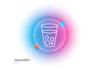 Ice tea line icon. Gradient blur button with glassmorphism. Soda drink sign. Fresh cold beverage symbol. Transparent glass design. Ice tea line icon. Vector